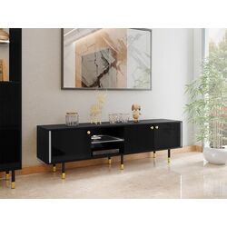 Тумба РТВ Mirjan24 Wiastan/Cristal 03 180 c LED подсветкой (Black/Black Gloss) Thumb