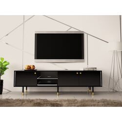 Тумба РТВ Mirjan24 Wiastan/Cristal 03 180 c LED подсветкой (Black/Black Gloss) Thumb