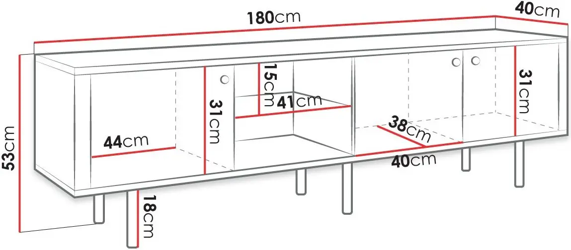 Тумба РТВ Mirjan24 Wiastan/Cristal 03 180 c LED подсветкой (Black/Black Gloss) - 7