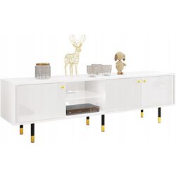 Тумба РТВ Mirjan24 Wiastan/Cristal 03 180 c LED подсветкой (White/White Gloss)