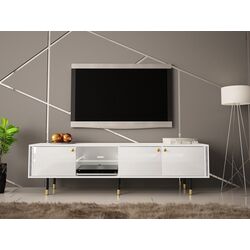 Тумба РТВ Mirjan24 Wiastan/Cristal 03 180 c LED подсветкой (White/White Gloss) Thumb