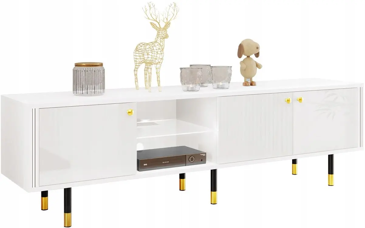 Тумба РТВ Mirjan24 Wiastan/Cristal 03 180 c LED подсветкой (White/White Gloss)