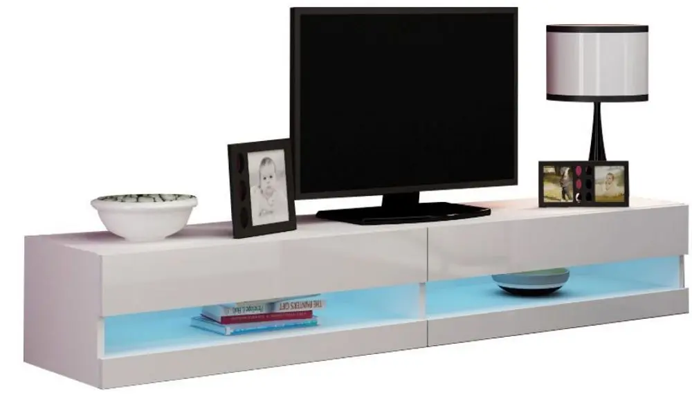 Tumba pentru TV Mirjan24 Zigo/Vigo New LED (White/White Gloss)