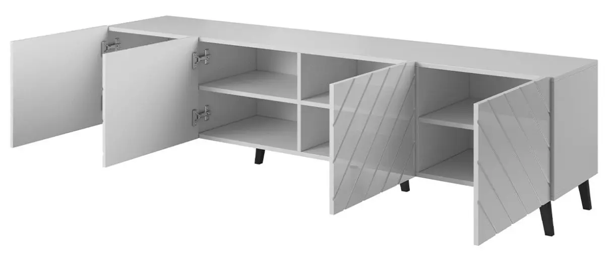 Tumba pentru TV Mirjan24 Zitok 200/Abeto 200 (White/White Gloss) - 3