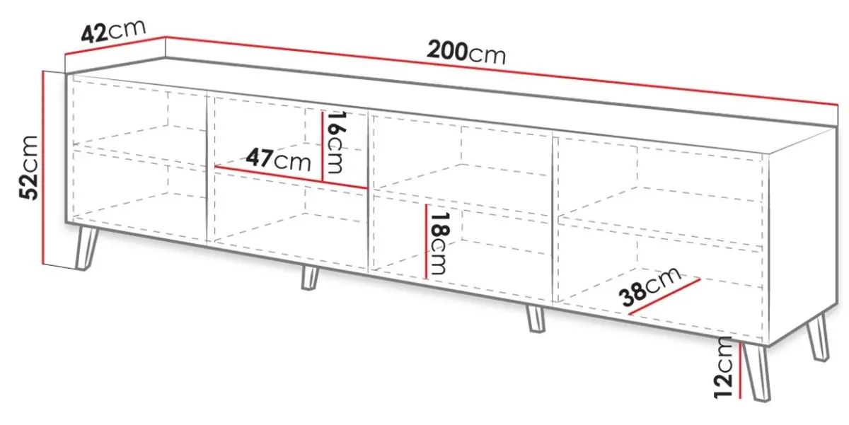 Tumba pentru TV Mirjan24 Zitok 200/Abeto 200 (White/White Gloss) - 4