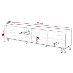 Tumba pentru TV Mirjan24 Zitok/Abeto 200 (Black Gloss/Black) Thumb