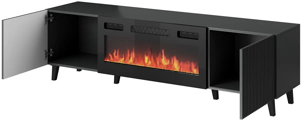 Tumba pentru TV cu biosemineu Mirjan24 Tilderi Grey 180/Vamos (Anthracite) - 3