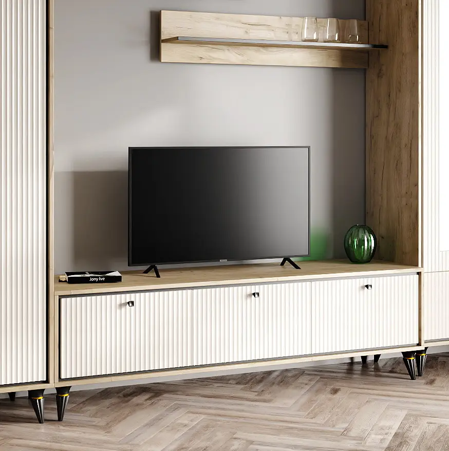 Tumba TV МЛ-Мебель Oskar №2 190m (Craft Oak Gray/Florence Oak)