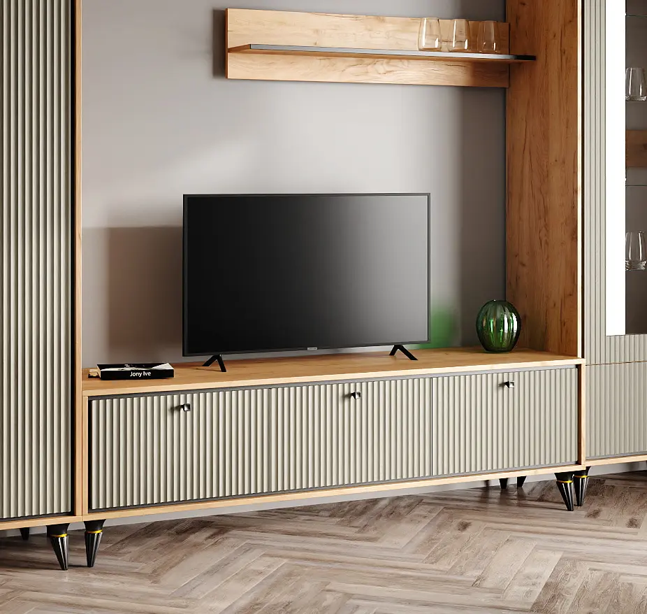 Tumba TV МЛ-Мебель Oskar №2 190m (Golden Oak/Dark Khaki Soft)