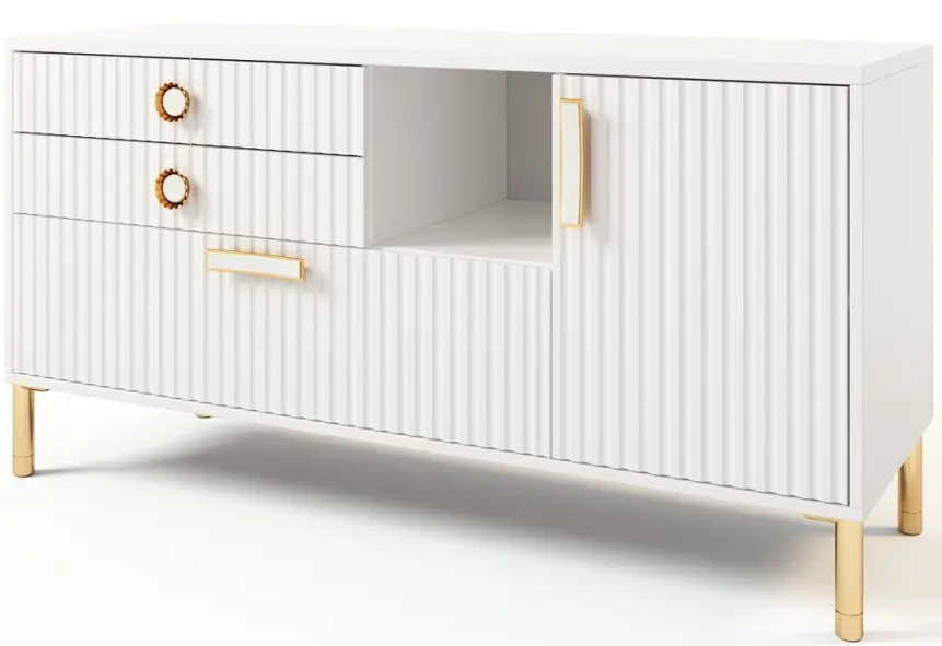 Tumba TV МЛ-Мебель Velvet №1 130.2cm (White/Gold) - 2
