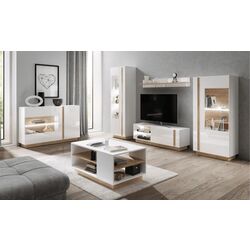 Тумба РТВ Mobhaus City 138 (White/Grandson Oak/White Gloss) Thumb