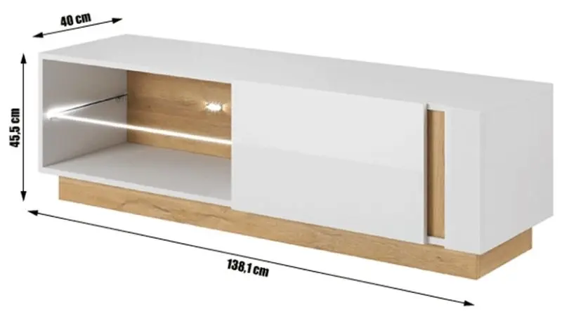 Тумба РТВ Mobhaus City 138 (White/Grandson Oak/White Gloss)