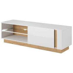 Tumba pentru TV Mobhaus City 138 (White/Grandson Oak/White Gloss)