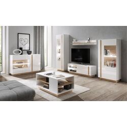 Tumba pentru TV Mobhaus City 187 (White/Grandson Oak/White Gloss) Thumb