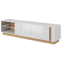 Tumba pentru TV Mobhaus City 187 (White/Grandson Oak/White Gloss)