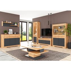 Tumba pentru TV Mobhaus Fidel B (Craft Oak Golden/Graphite Gray) Thumb