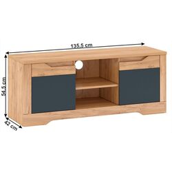 Tumba pentru TV Mobhaus Fidel B (Craft Oak Golden/Graphite Gray) Thumb