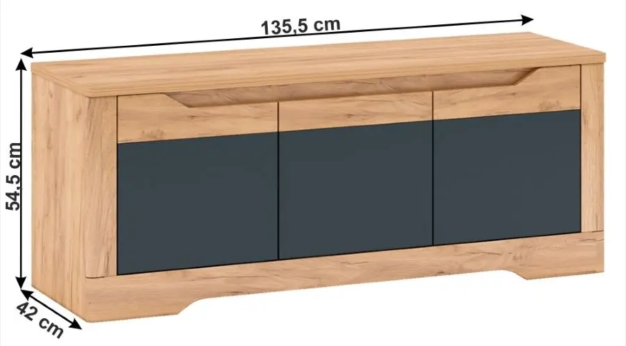 Tumba pentru TV Mobhaus Fidel J (Craft Oak Golden/Graphite Gray) - 3