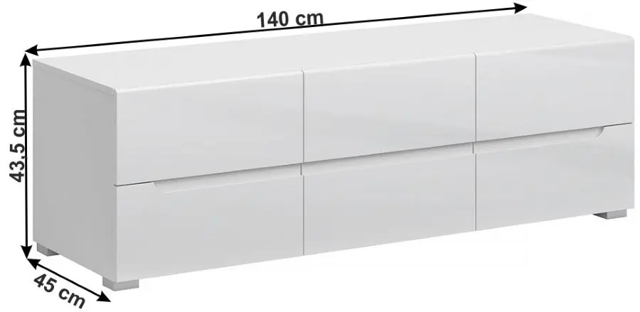 Tumba pentru TV Mobhaus Jolk 6S/140 (White/White Extra High Gloss)