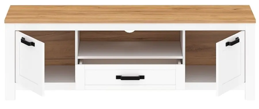 Тумба РТВ Tempo Kondela Lanzette B (White/Craft Oak Golden) - 4