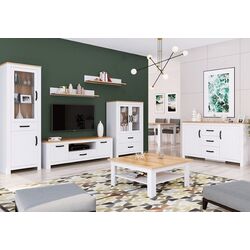 Тумба РТВ Tempo Kondela Lanzette B (White/Craft Oak Golden) Thumb