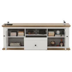 Tumba pentru TV Mobhaus Leon MZ15 (White/Grand Oak) Thumb