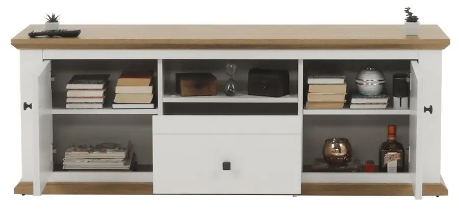 Tumba pentru TV Mobhaus Leon MZ15 (White/Grand Oak)