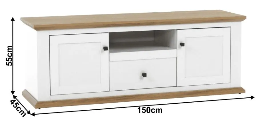 Tumba pentru TV Mobhaus Leon MZ15 (White/Grand Oak)