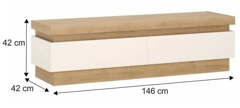 Тумба РТВ Tempo Kondela Leonardo 01 (Riviera Oak/White Extra High Gloss) - 2