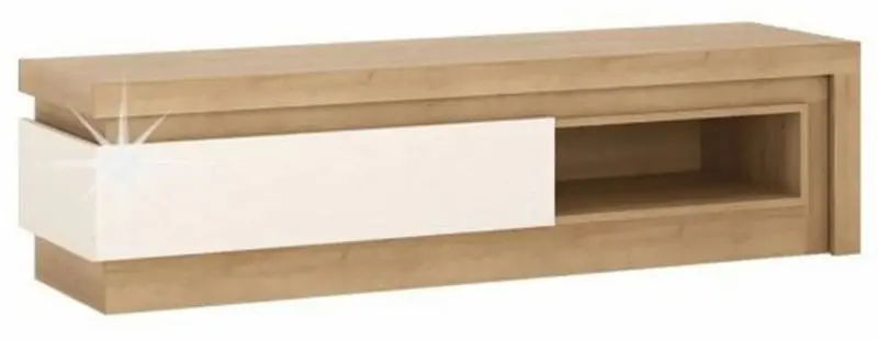 Tumba pentru TV Tempo Kondela Leonardo 02 (Riviera Oak/White Extra High Gloss)