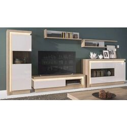 Tumba pentru TV Tempo Kondela Leonardo 02 (Riviera Oak/White Extra High Gloss) Thumb