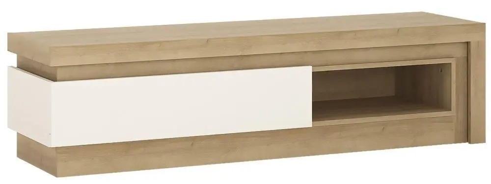 Tumba pentru TV Tempo Kondela Leonardo 02 (Riviera Oak/White Extra High Gloss)
