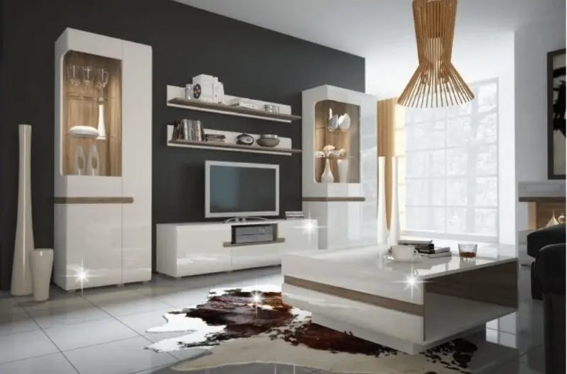 Тумба РТВ Mobhaus Lynatet Typ 50 (White High Gloss/Sonoma Oak Dark)