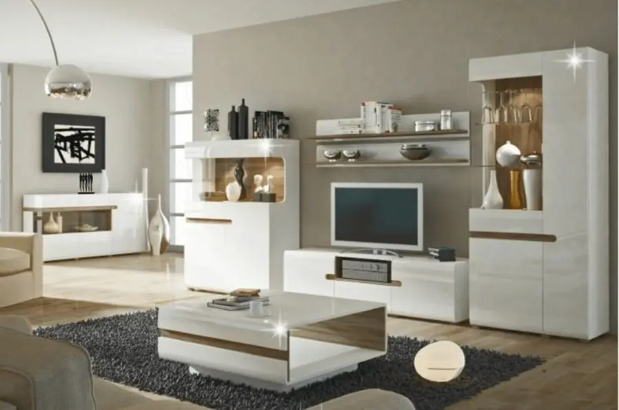 Тумба РТВ Mobhaus Lynatet Typ 50 (White High Gloss/Sonoma Oak Dark)