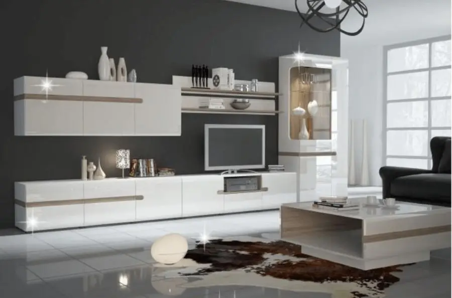 Тумба РТВ Mobhaus Lynatet Typ 50 (White High Gloss/Sonoma Oak Dark)