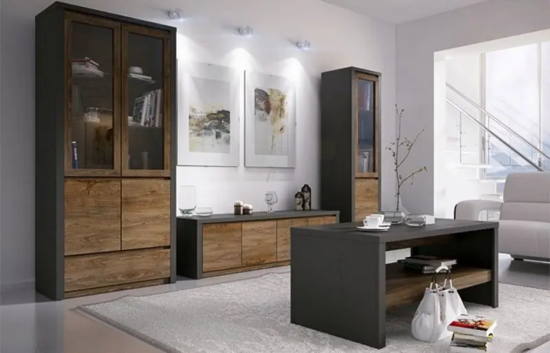 Tumba pentru TV Mobhaus Montana 130 (Lefkas Oak/Gray Smooth)