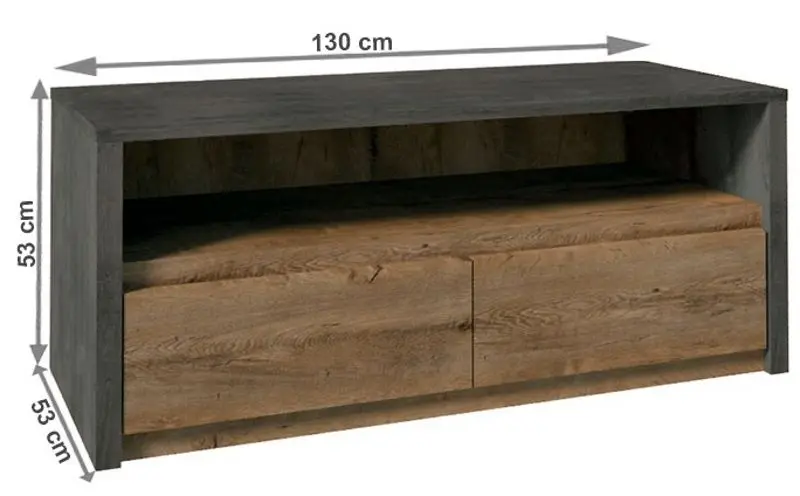 Tumba pentru TV Mobhaus Montana 130 (Lefkas Oak/Gray Smooth)