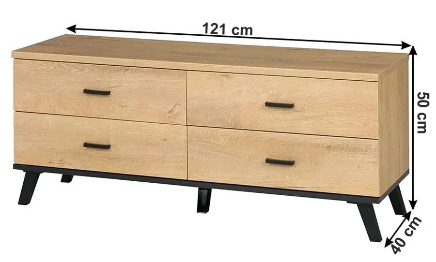 Tumba pentru TV Mobhaus Siran Typ 7 (Lefkas Oak/Black)