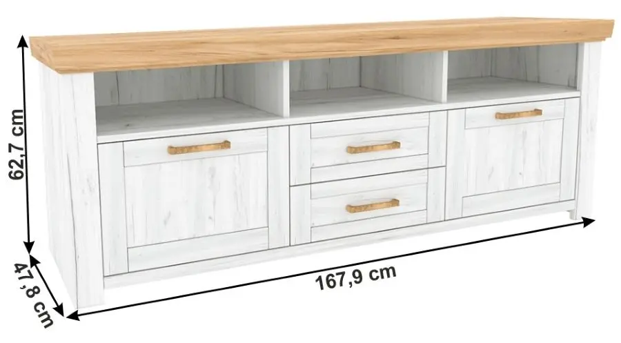 Тумба РТВ Tempo Kondela Sudbury B (Craft Oak Golden/Craft Oak White)