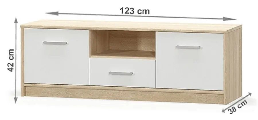 Tumba pentru TV Mobhaus Teyo 2D1S (White/Sonoma Oak)