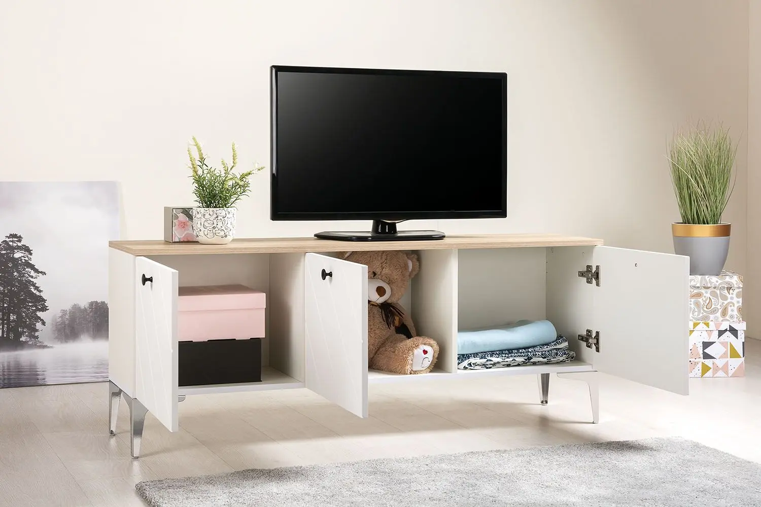 Тумба РТВ Mobi 13.267.03 (Шагрень Белый/Альберо/Милк Софт) - 7