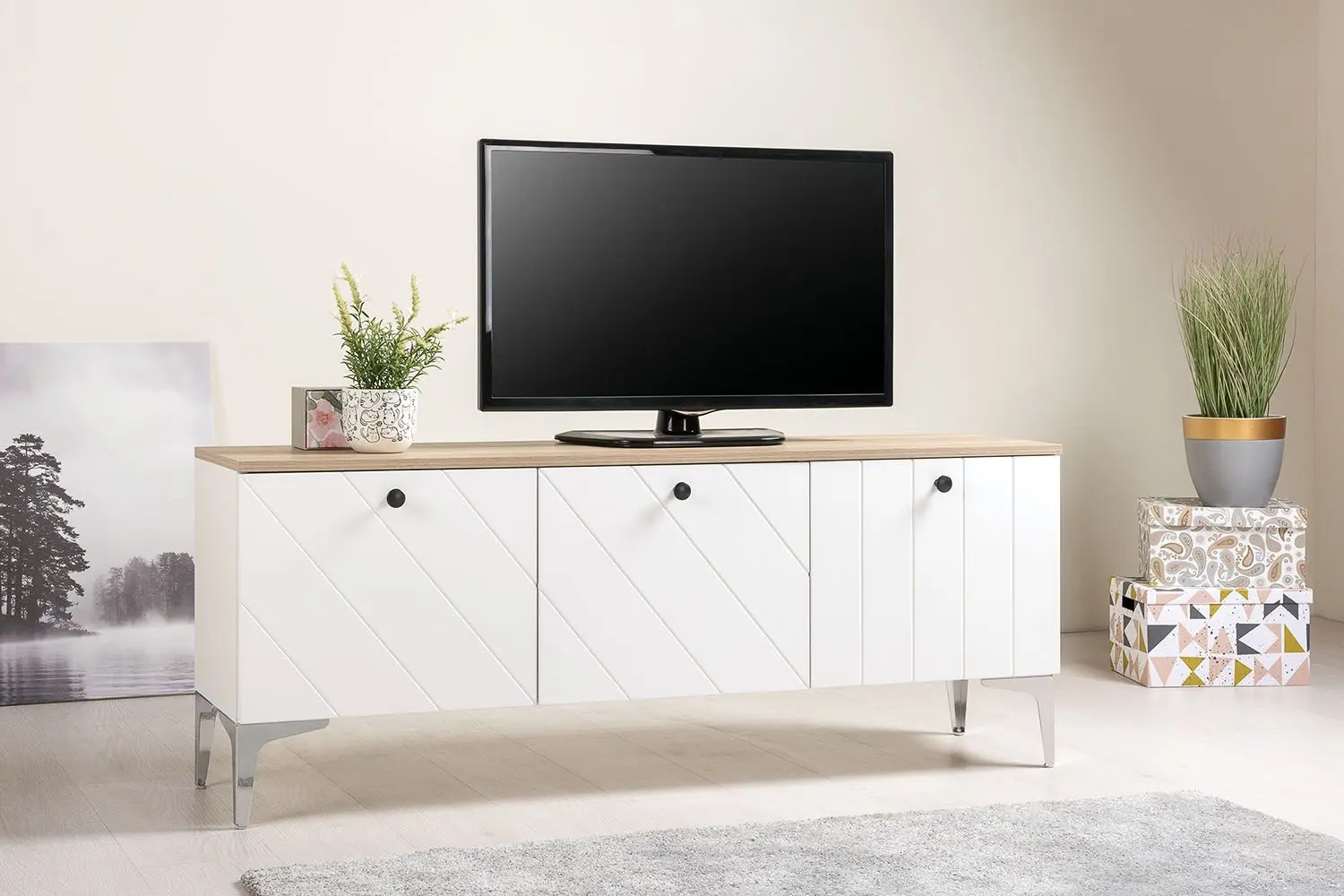 Тумба РТВ Mobi 13.267.03 (Шагрень Белый/Альберо/Милк Софт) - 9