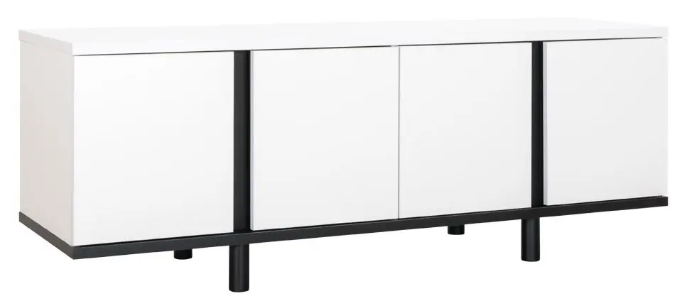 Tumba pentru TV Mobi Kvadro 13.276 (White Shagreen/Black)