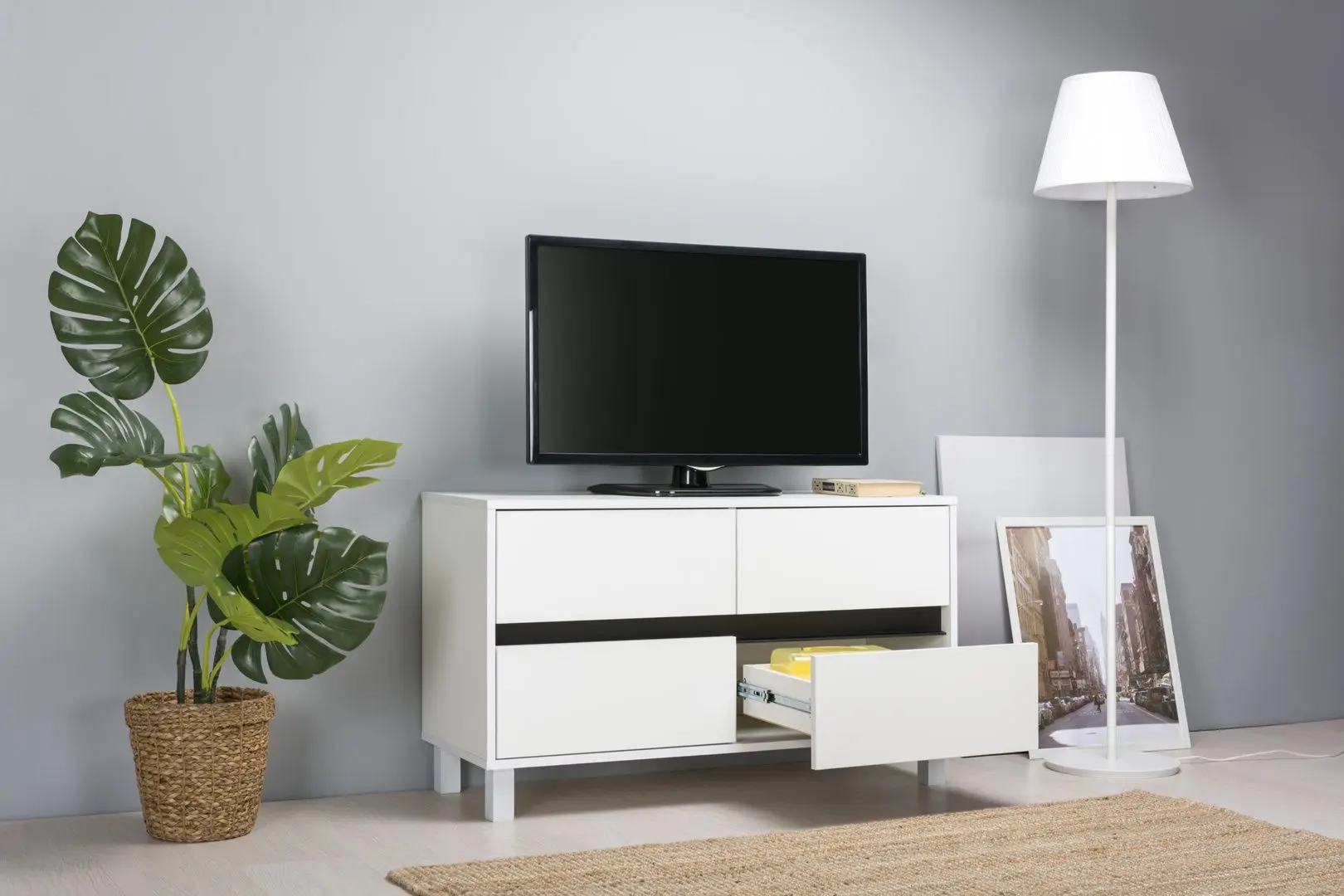 Tumba pentru TV Mobi Kvadro 13.277 (White Shagreen) - 3