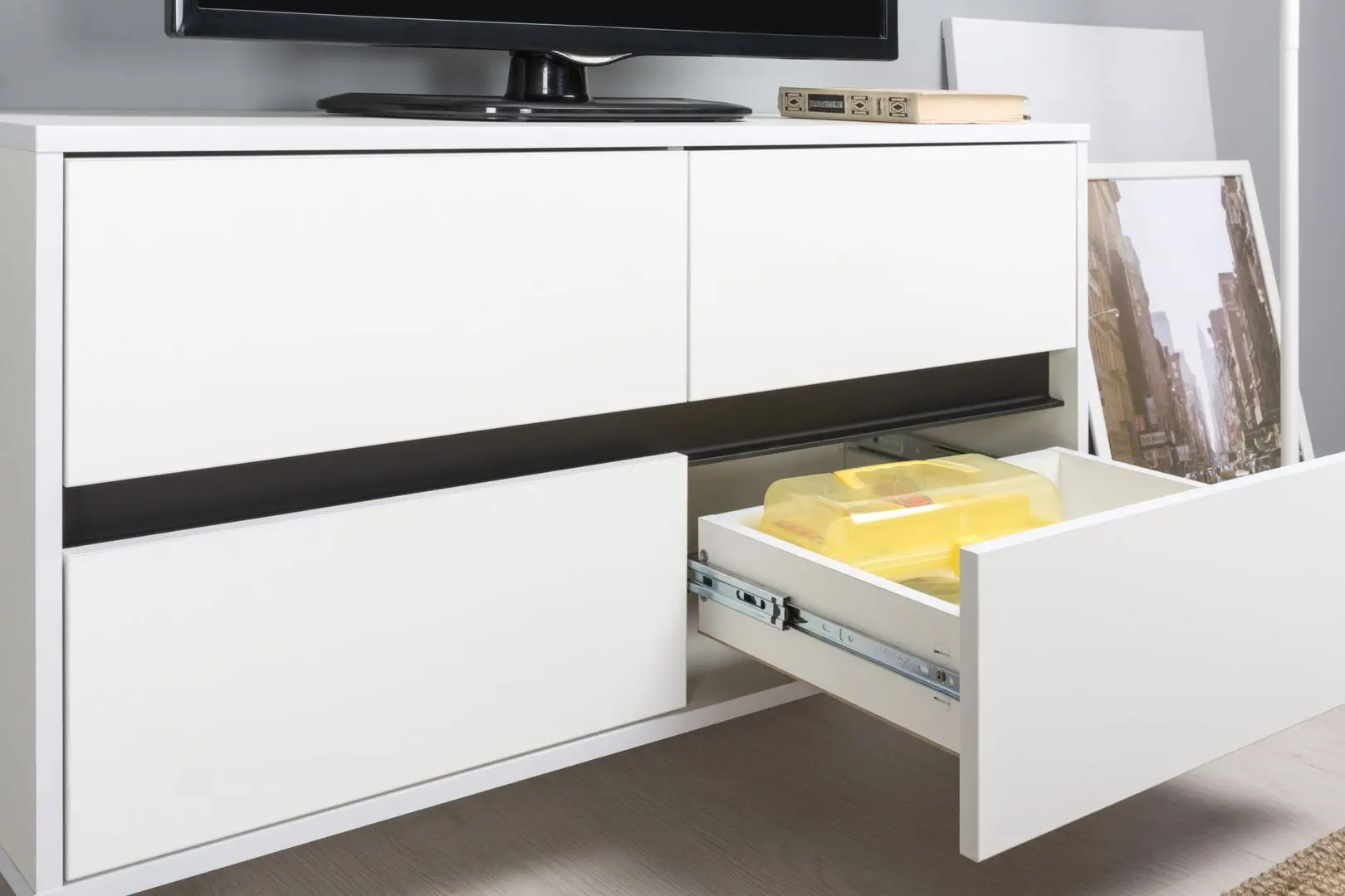 Tumba pentru TV Mobi Kvadro 13.277 (White Shagreen) - 4