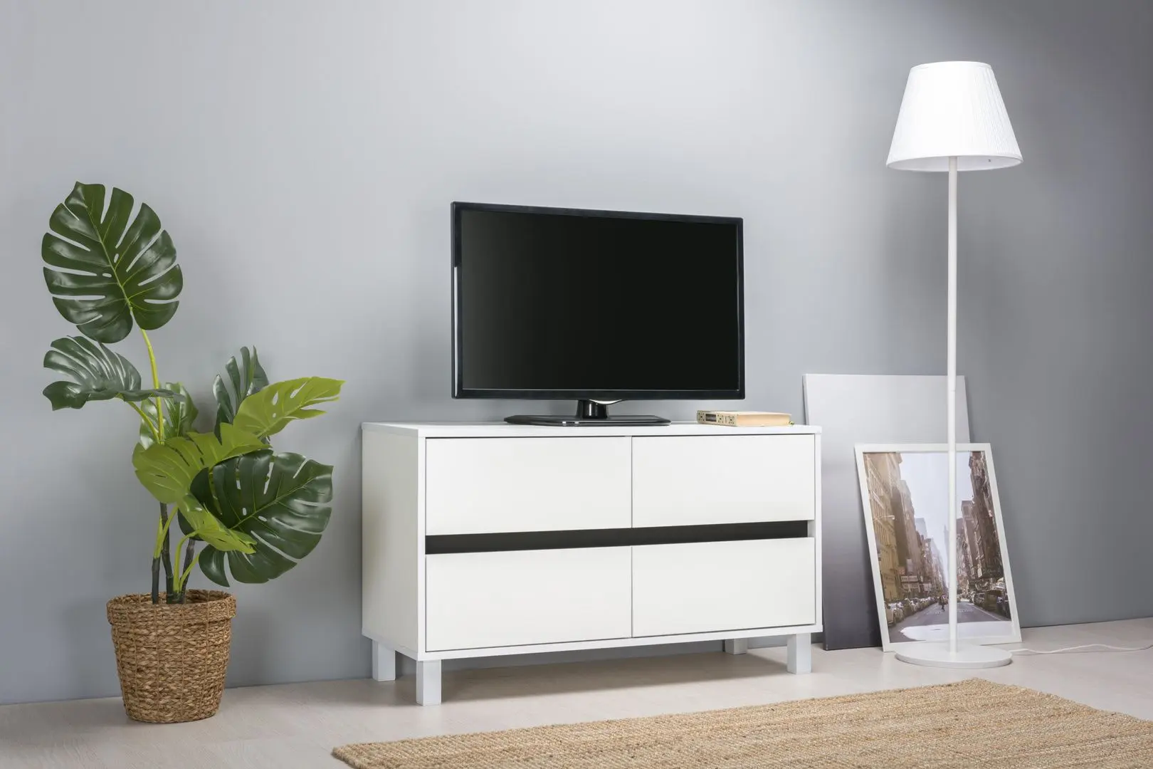 Tumba pentru TV Mobi Kvadro 13.277 (White Shagreen) - 5