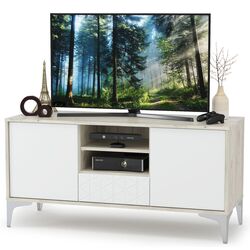 Тумба РТВ Mobi Марципан 13.265 (Дуб Крафт Белый/Шагрень Платина) Thumb