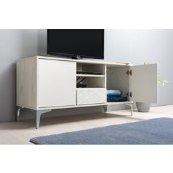 Тумба РТВ Mobi Марципан 13.265 (Дуб Крафт Белый/Шагрень Платина) Thumb