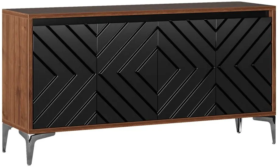 Tumba pentru TV Muar 13.261  (Walnut Select Fireplace/Black Gloss)