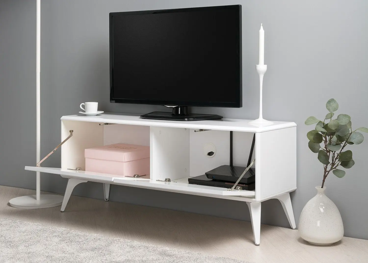 Тумба РТВ Mobi Спейс 13.269 (Белый Премиум/Белый Глянец) - 3